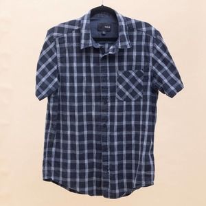 Hurley blue gray plaid button down shirt